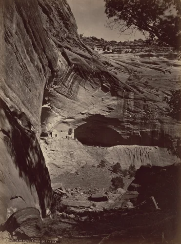 Ancient Ruins, Canyon De Chelly, Arizona, Mummy Cave, Canyon del Muerte, Arizona by John Hillers, photograph, 1873