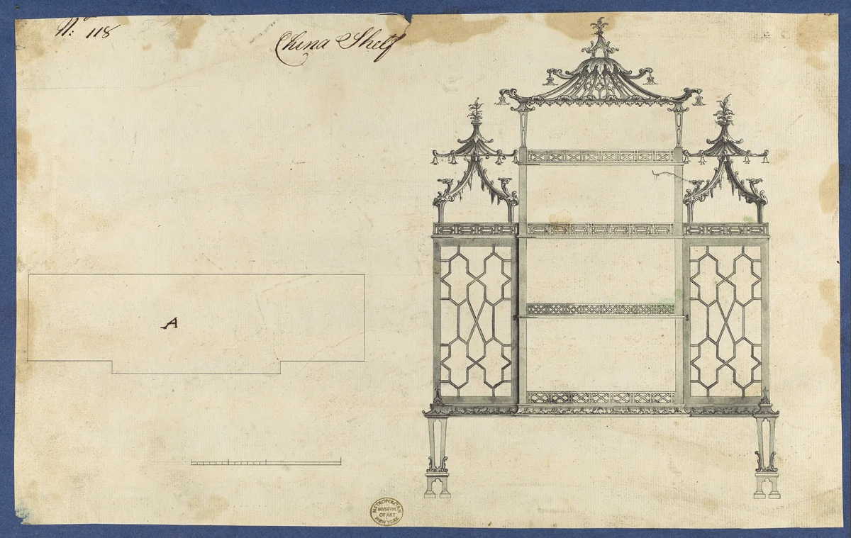 China Shelf, from Chippendale Drawings, Vol. II by Thomas Chippendale, drawing, 1754