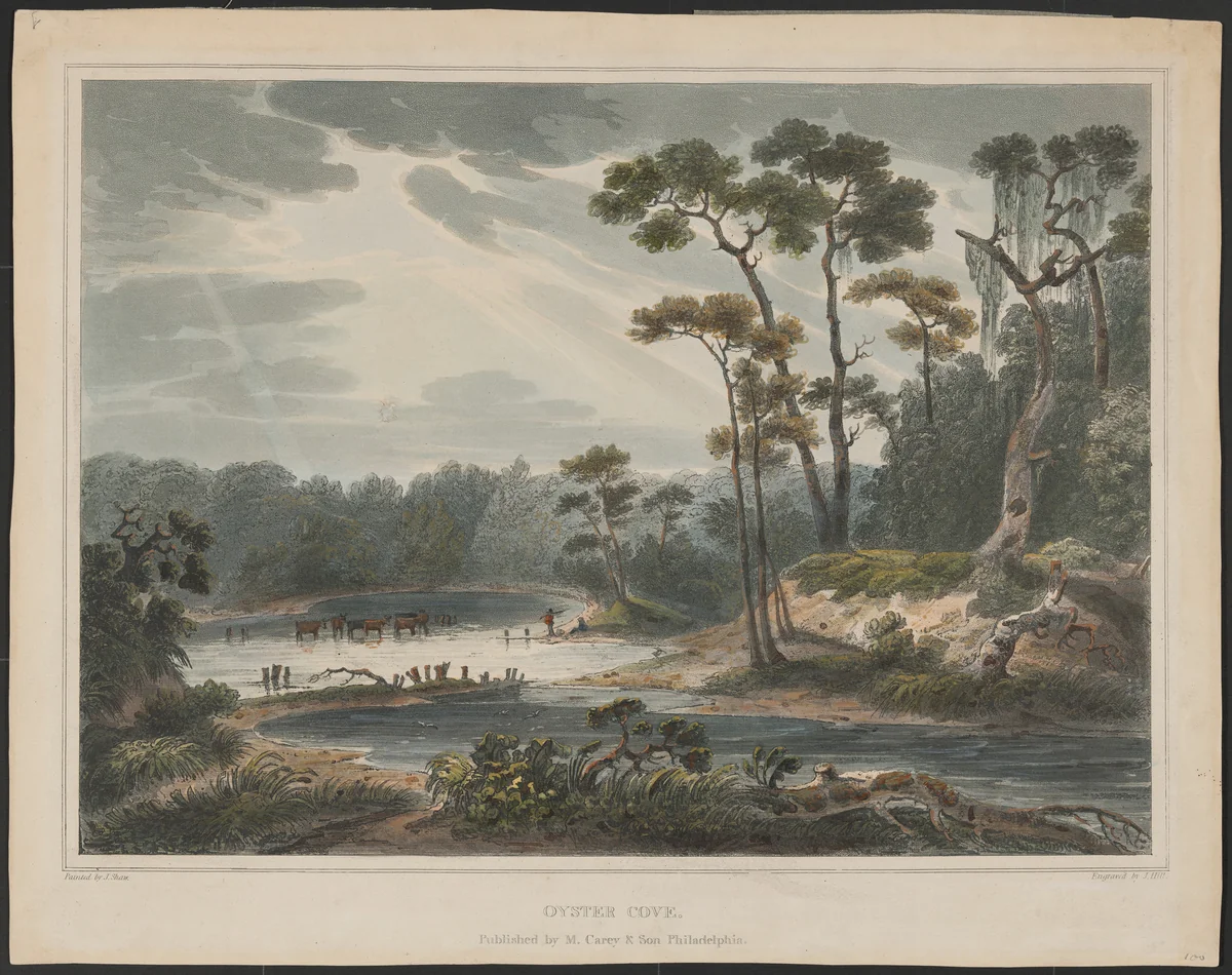 Oyster Cove by John Hill, print, 1820