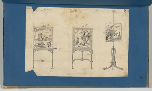 Fire Screens, in Chippendale Drawings, Vol. I by Thomas Chippendale, drawing, 1754