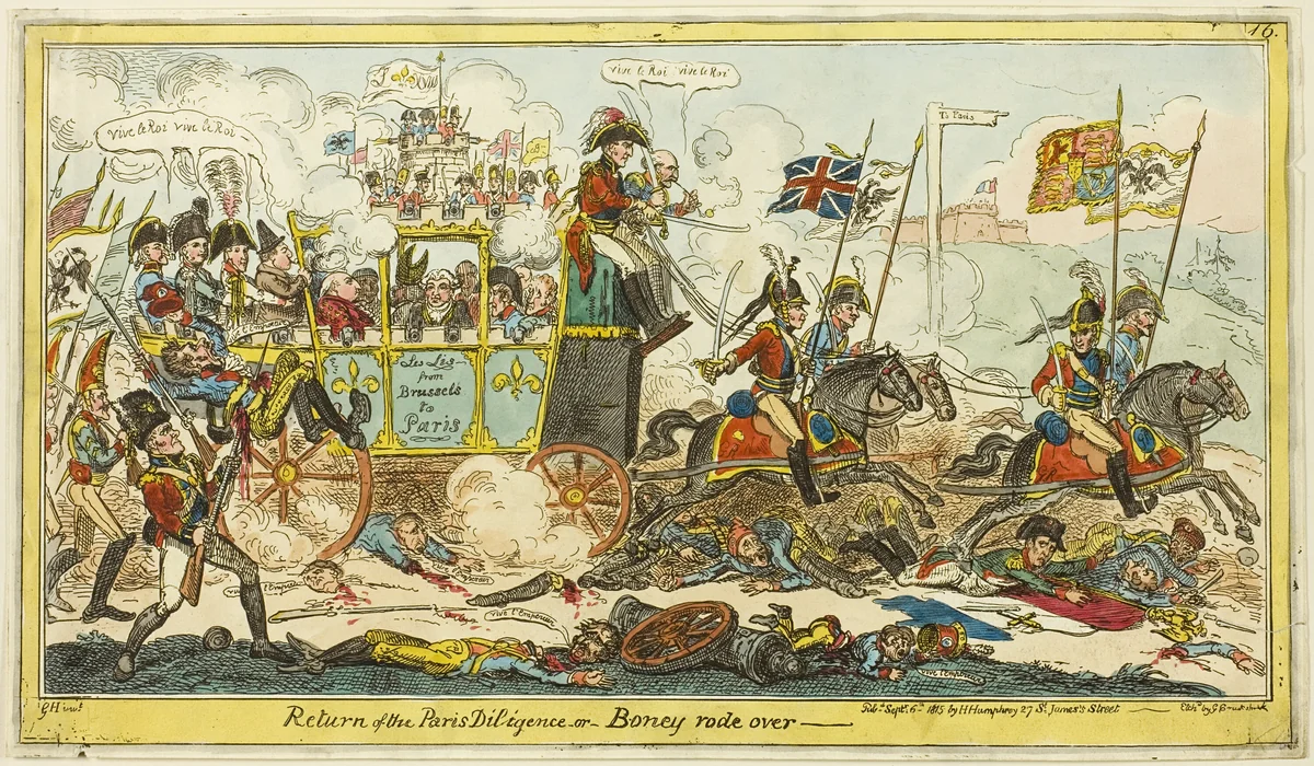 Return of the Paris Diligence by George Cruikshank, print, 1815