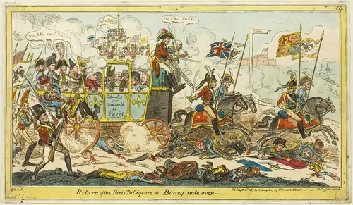 Return of the Paris Diligence by George Cruikshank, print, 1815