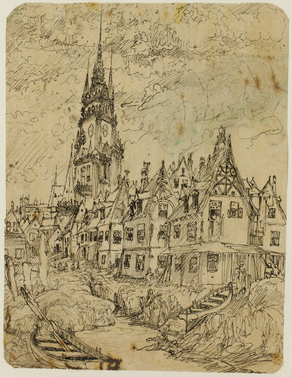 Maritime Village by Rodolphe Bresdin, drawing, 1845-1885
