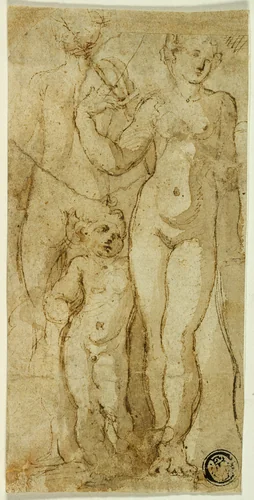 Venus and Cupid by Francesco Mazzola, drawing, 1523-1540