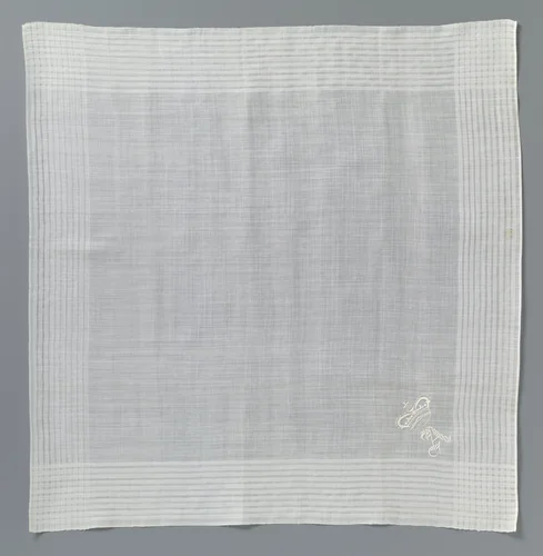 Zakdoek met borduurwerk op batist van Koningin Anna Pauwlowna by anonymous, textile, 1840-1850