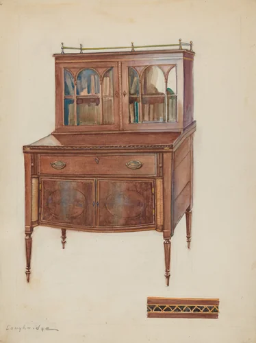 Mahogany Desk with Bookcase Top by George Loughridge, index of american design, 1936