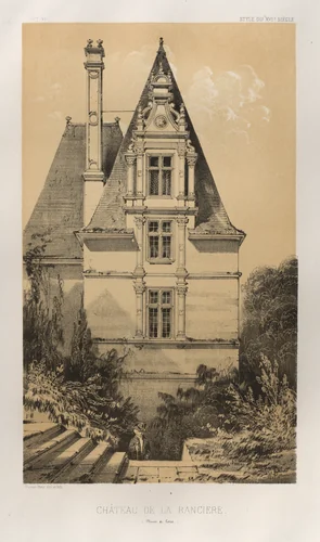 Architecture Pittoresque ou Monuments des xveme. Et xvieme. Siecles: Chateaux De France des XV et XVI Siecles: Pl. 37, Château De La Ranciere (Maine et Loire) by Victor Petit, print, 1860