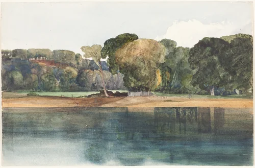 Landscape with Trees and Water by James Bulwer, drawing, 1794-1874