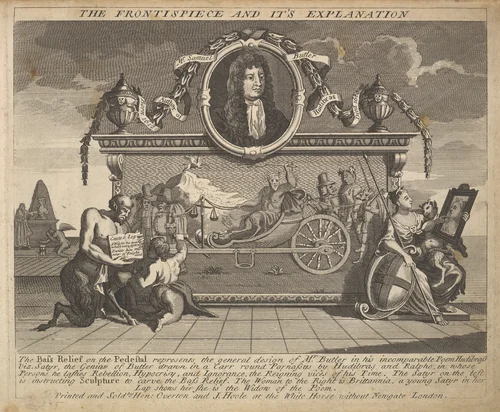 The Frontispiece and Its Explanation (Plate 1: Illustrations to Samuel Butler's Hudibras) by William Hogarth, print, 1725-1730