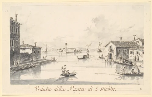 The Punta di San Giobbe, with the Island of San Secondo in the Distance by Giacomo Guardi, drawing, 1801-1831