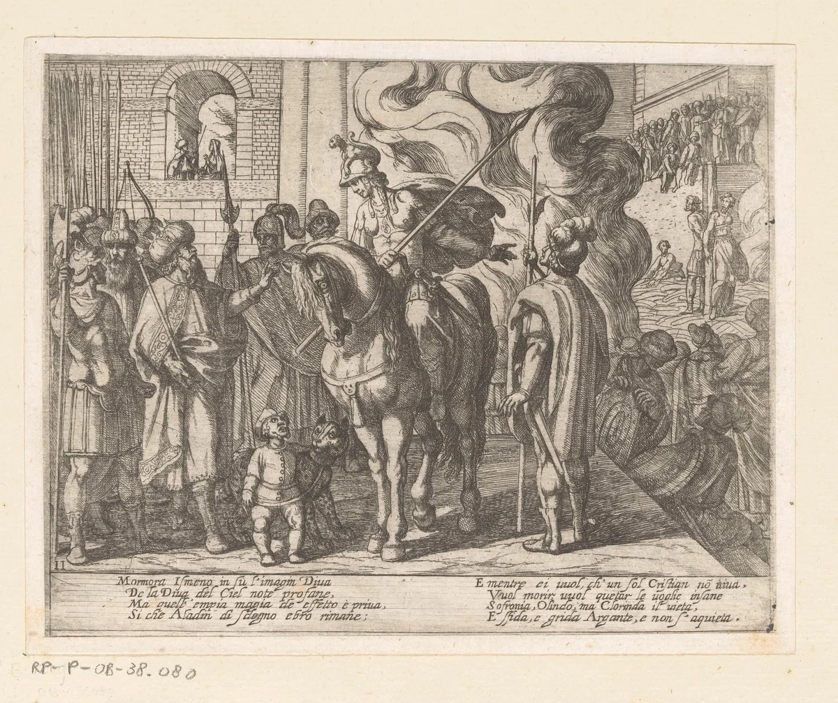 Illustratie bij Canto II van Tasso's 'Gerusalemme Liberata' by Antonio Tempesta, print, 1565-1630