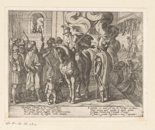 Illustratie bij Canto II van Tasso's 'Gerusalemme Liberata' by Antonio Tempesta, print, 1565-1630