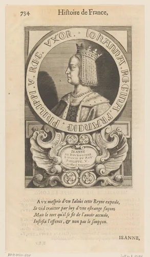 Portret van Johanna II van Bourgondië by Jacques de Bie, print, 1643
