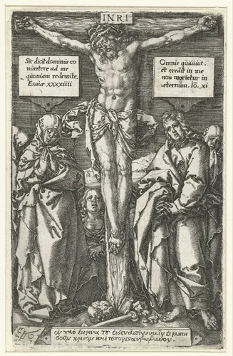 Christus aan het kruis by Unknown, print, 1553