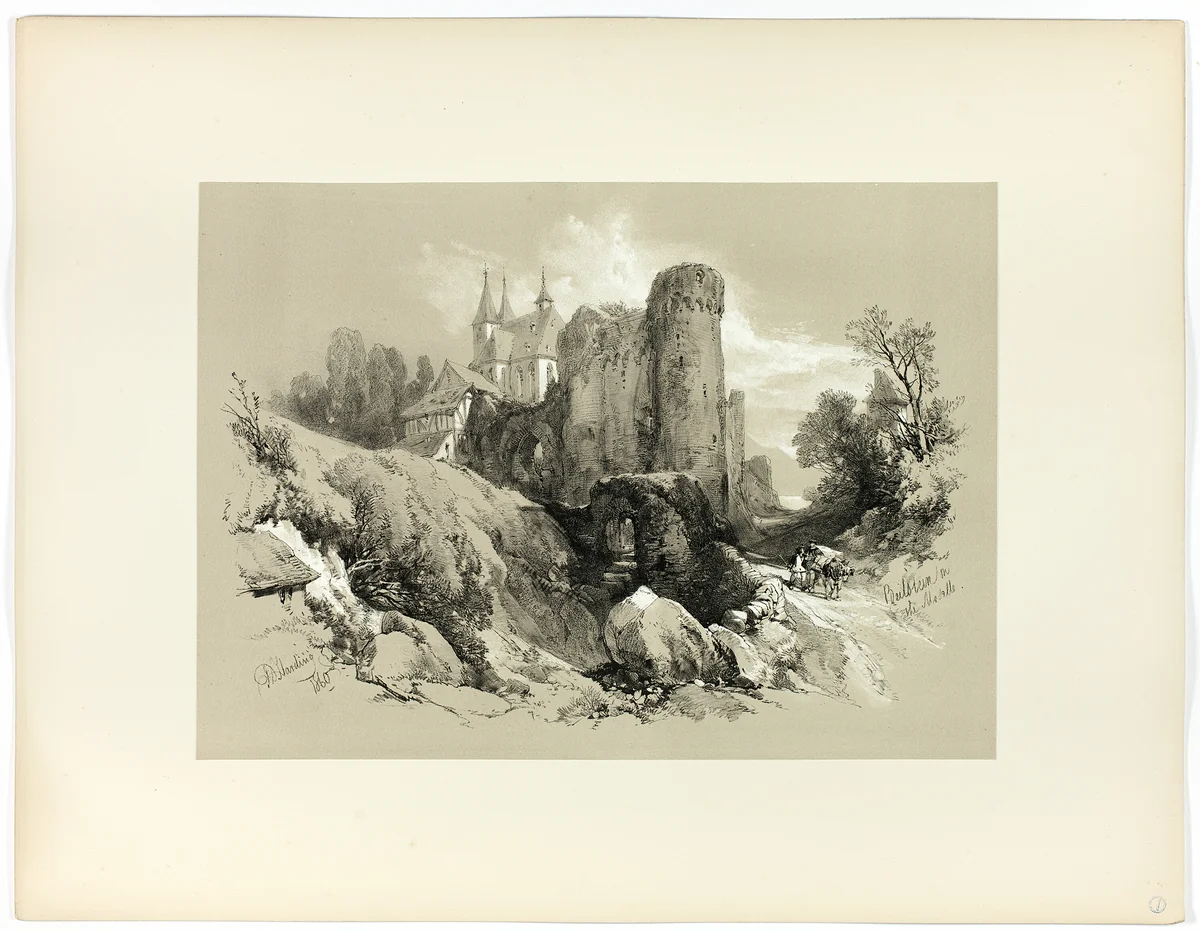 Beilstein on the Moselle, from Picturesque Selections by James Duffield Harding, print, 1860