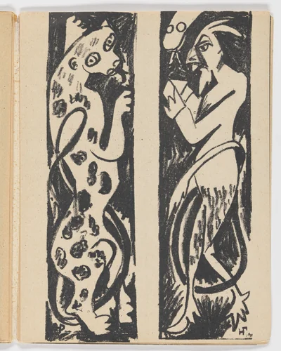 Plate (folio 9) from Igra v adu (A Game in Hell) by Natalia Goncharova, illustrated book, 1912