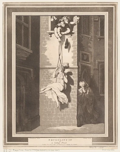 Smuggling In, or A College Trick by Heinrich Joseph Schütz, print, 1810