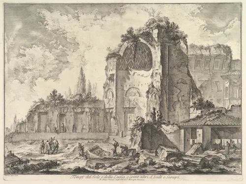 The Temple of Venus and Roma (erroneously called Temple of Sol and Luna) (Veduta degli avanzi di due triclini che appartenevano alla Casa aurea di Nerone), from "Vedute di Roma" by Giovanni Battista Piranesi, print, 1754-1764
