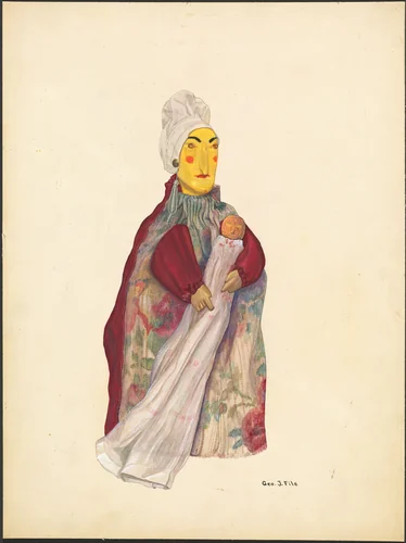 Hand Puppet "Judy" and Child by George File, index of american design, 1936