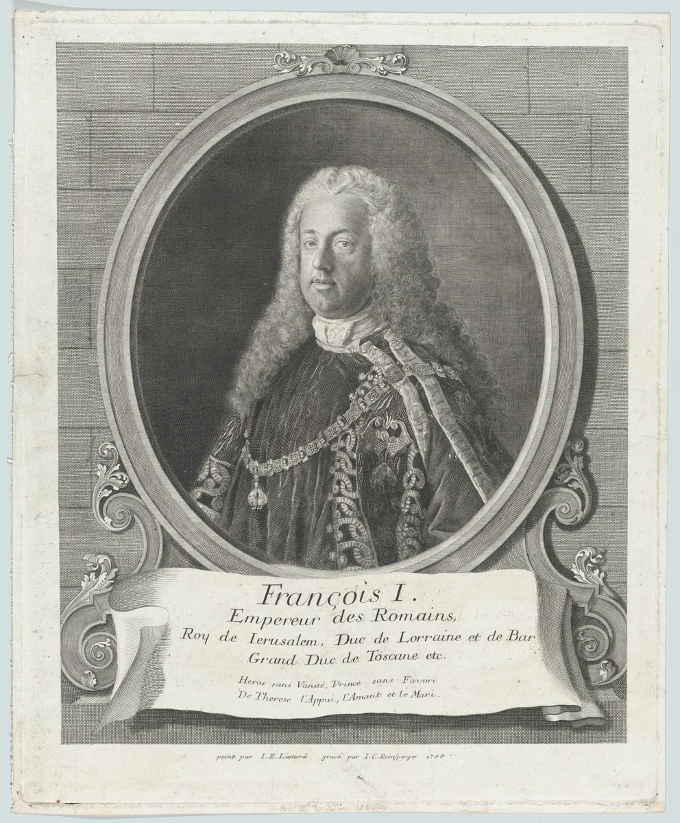 Portrait of François I by Johann Christoph Reinsperger, print, 1744