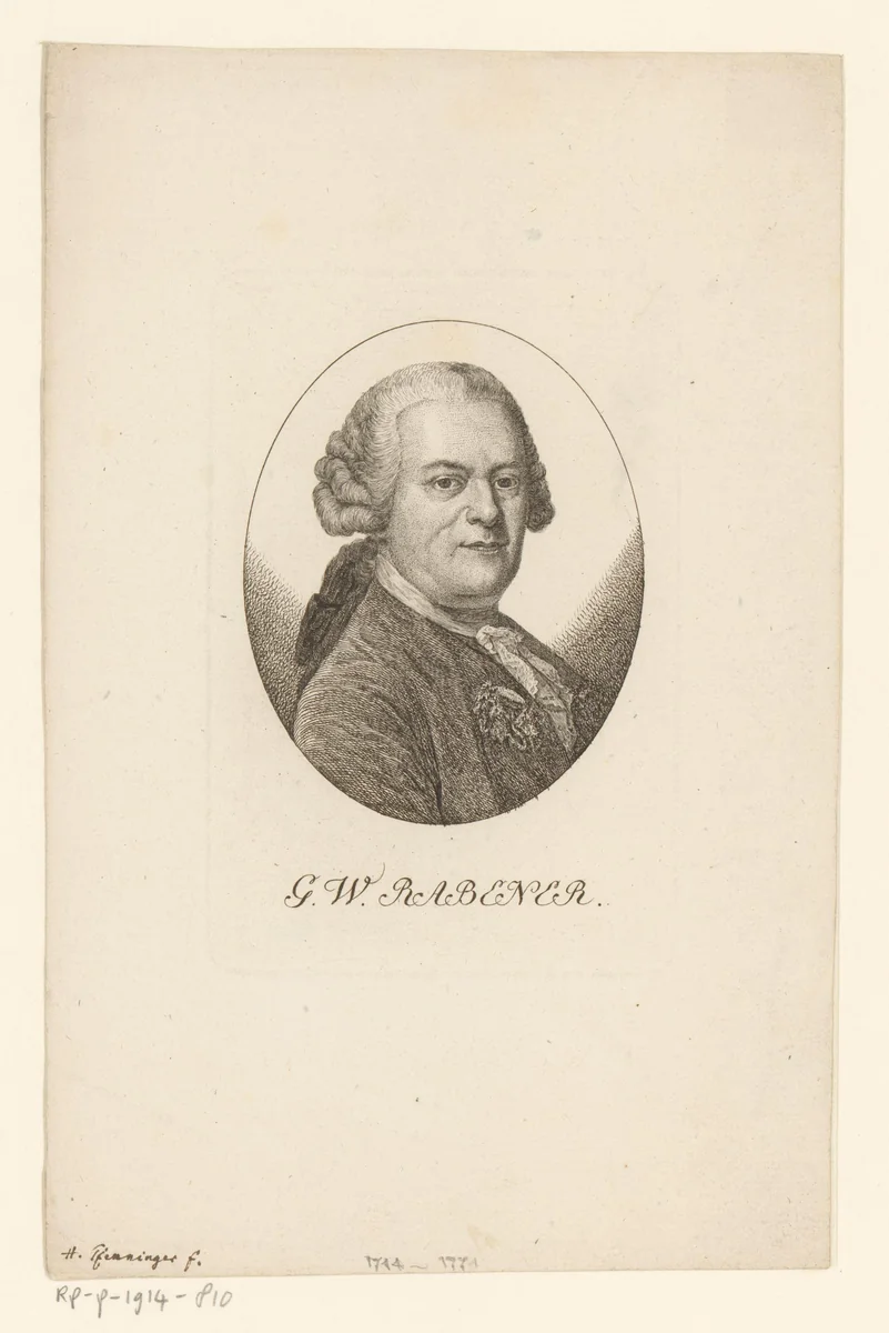 Portret van Gottlieb Wilhelm Rabener by Heinrich Pfenninger, print, 1759-1815