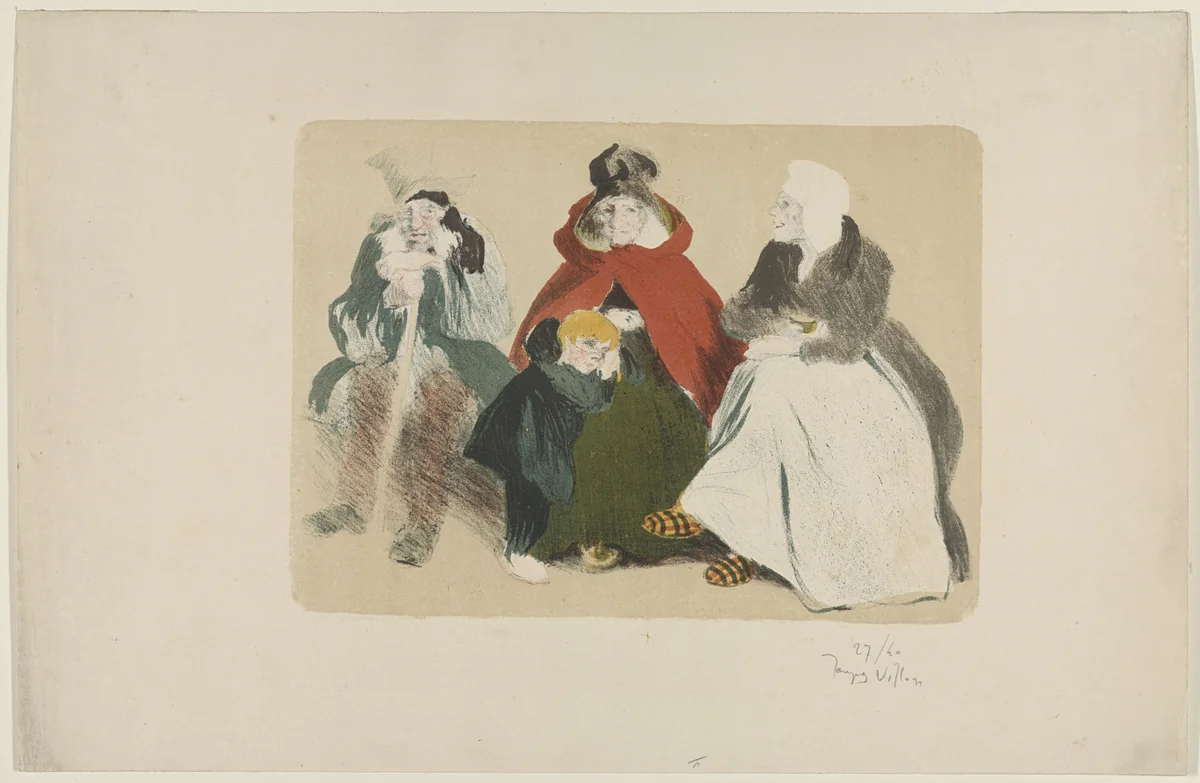 The Old Folks' Bench (Le Banc des vieux) by Jacques Villon, print, 1899