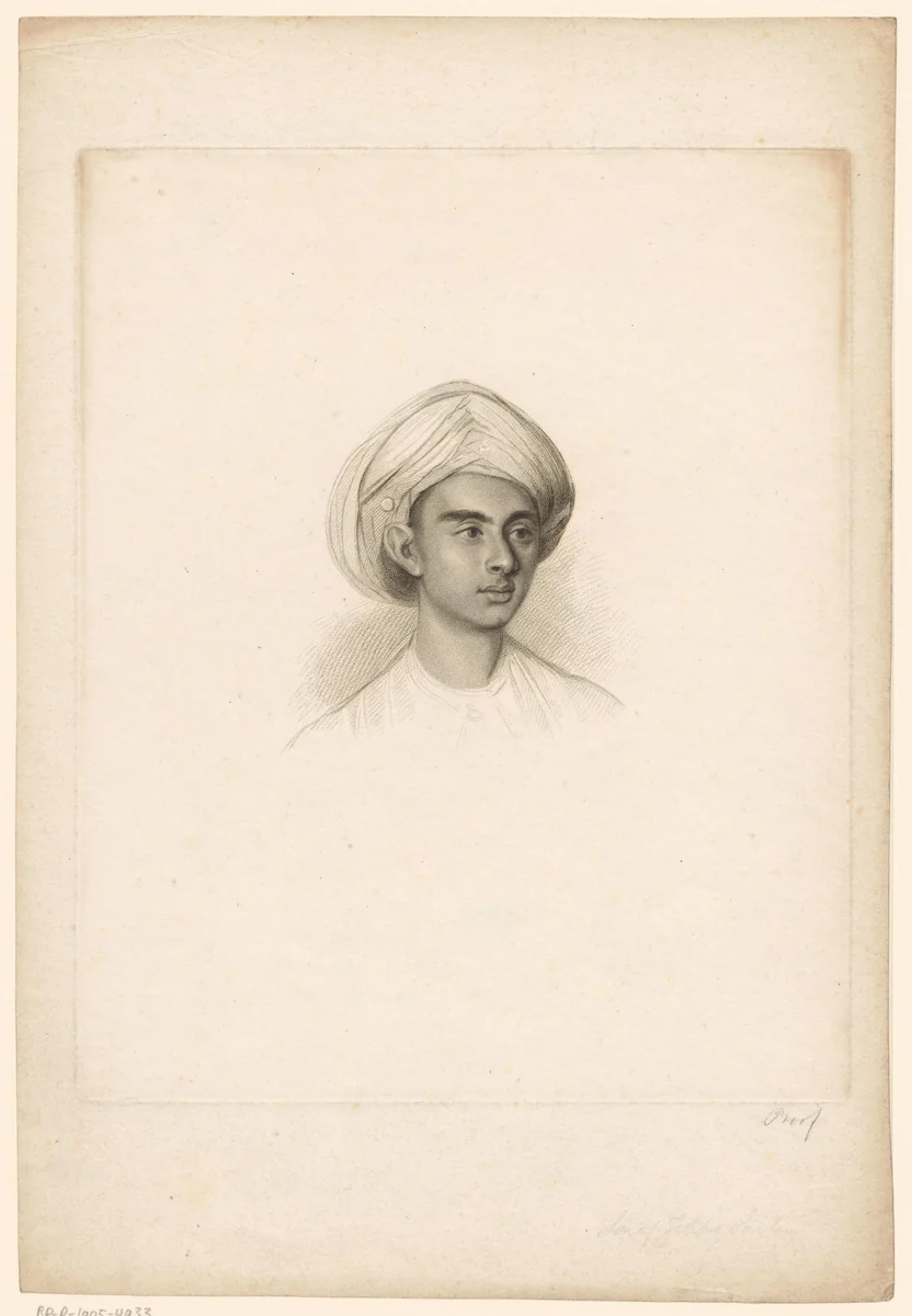Portret van Mu'izz Ud-Din Sultan by Charles Picart, print, 1807