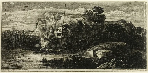 The Holy Family with Pole by Rodolphe Bresdin, print, 1858