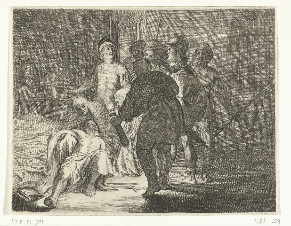 De zelfmoord van Cato by Willem Basse, print, 1632-1634