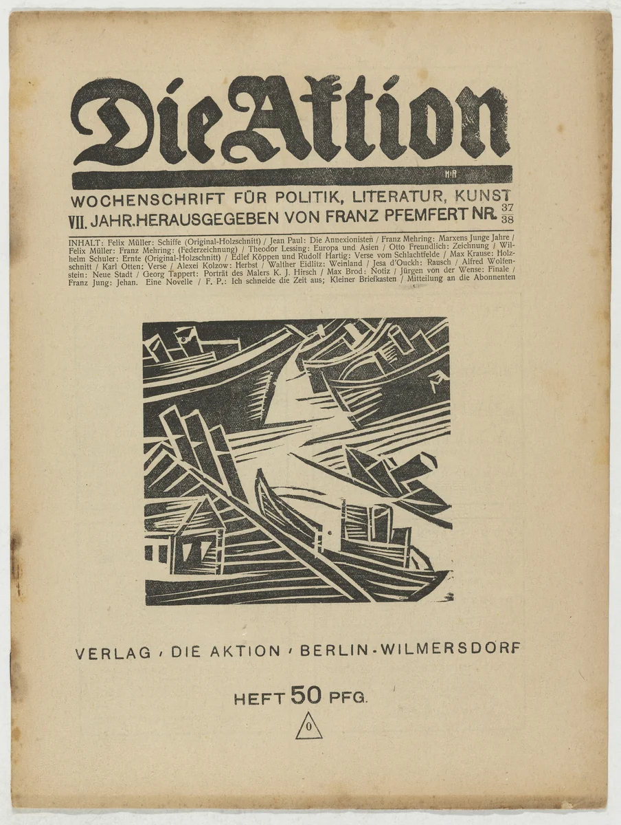 Die Aktion, vol. 7, no. 37/38 by Conrad Felixmüller
Wilhelm Schuler, periodical, 1917