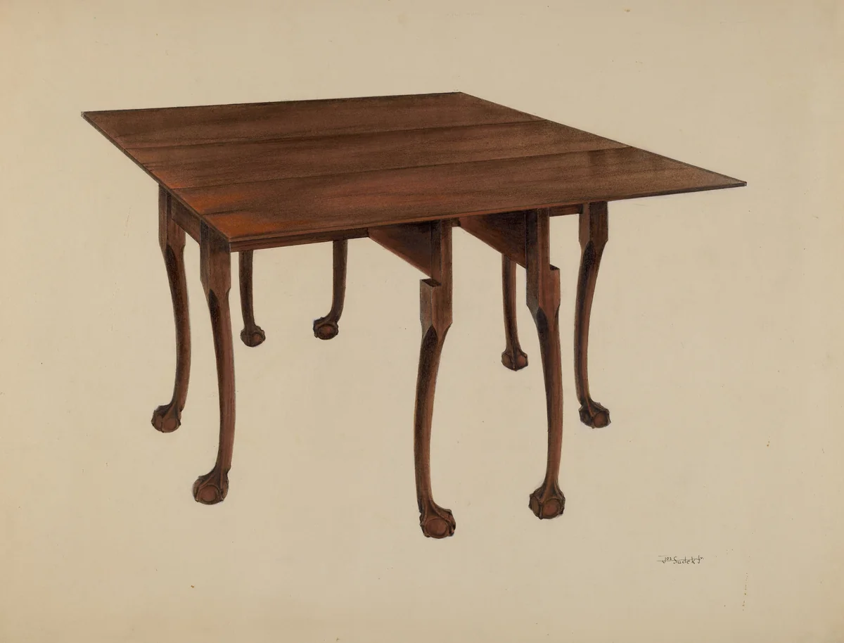 Gatelegged (Table) Ball & Claw Feet by Joseph Sudek, index of american design, 1939