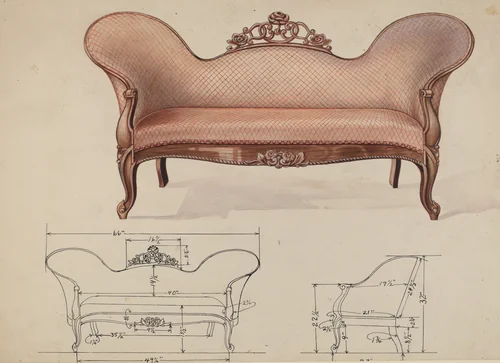 Sofa by Wellington Blewett, index of american design, 1936