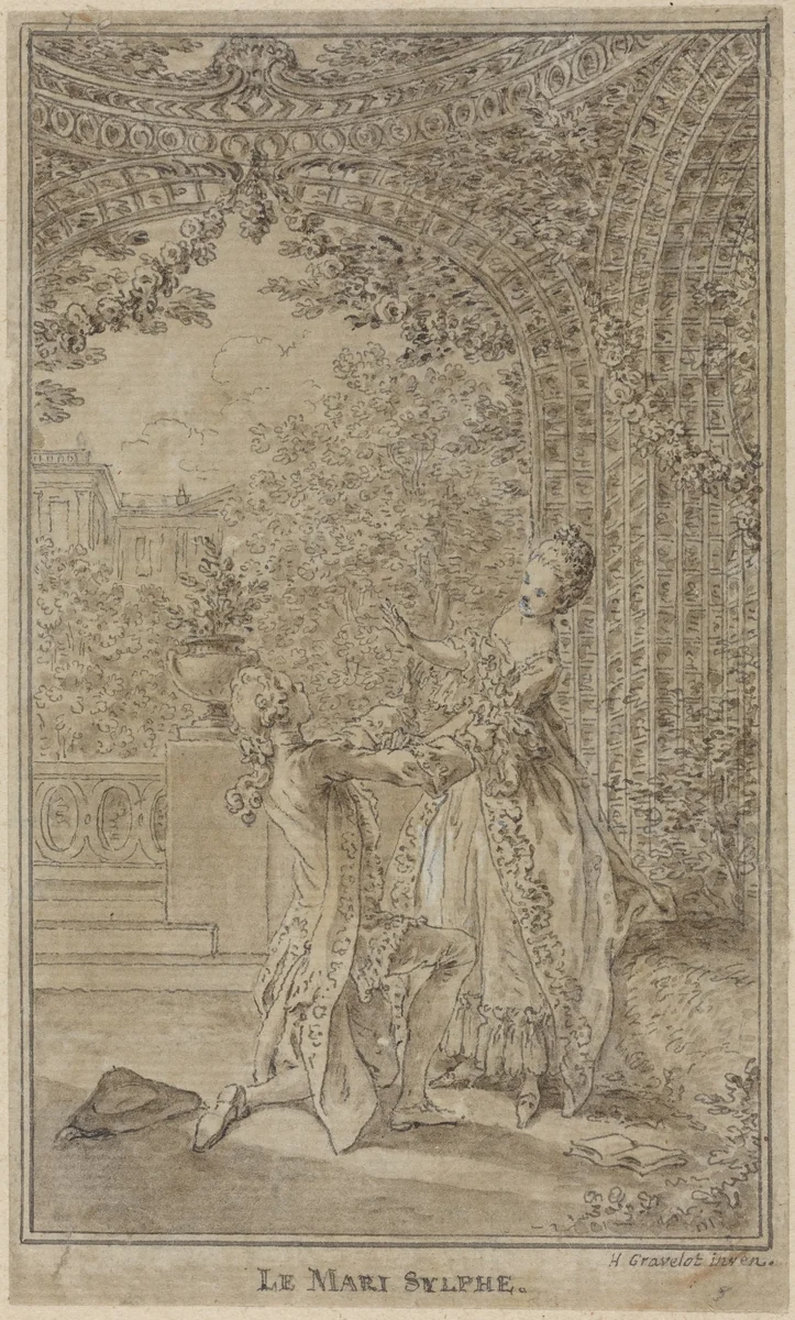 Le Mari sylphe by Hubert François Gravelot, drawing, 1765