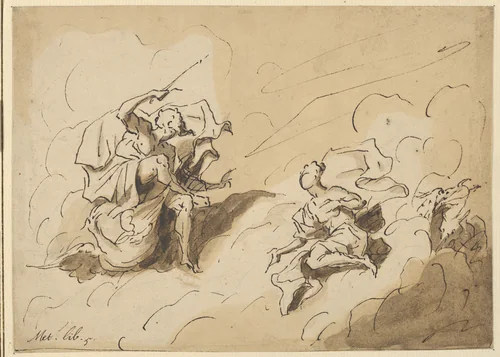 Ceres pleading with Jove for the return of Prosperpina, from Ovid, "Metamorphoses," Book V by Thomas Carwitham, drawing, 1713-1733