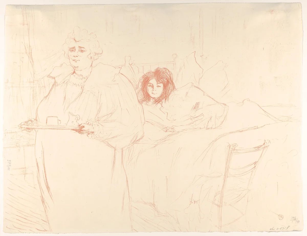 Serving Breakfast (Madame Baron and Mademoiselle Popo), from "Elles" by Henri de Toulouse-Lautrec, print, 1896
