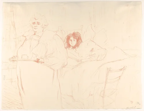 Serving Breakfast (Madame Baron and Mademoiselle Popo), from "Elles" by Henri de Toulouse-Lautrec, print, 1896