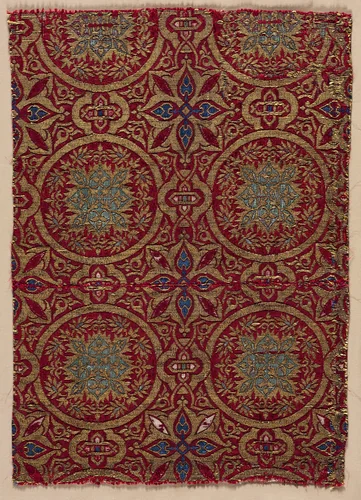 Lampas with foliate roundels by Unknown, textile, 1300-1399