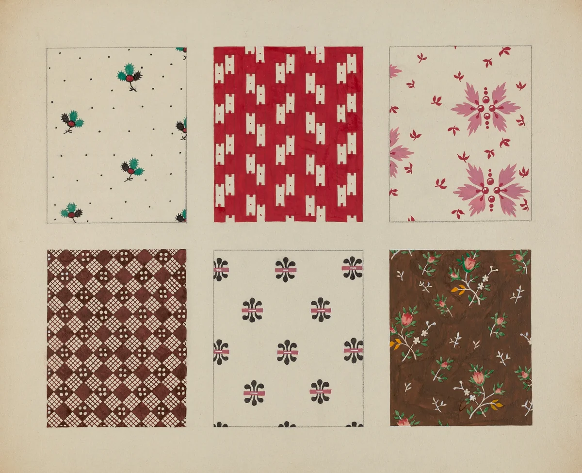 Materials from Quilt by Dorothy Posten, index of american design, 1937