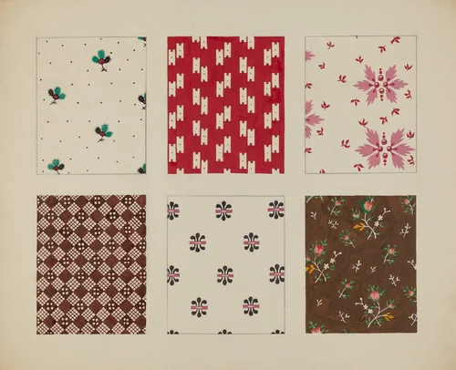 Materials from Quilt by Dorothy Posten, index of american design, 1937
