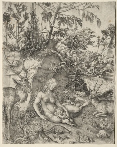 The Penance of St. John Chrysostom by Lucas Cranach, print, 1509