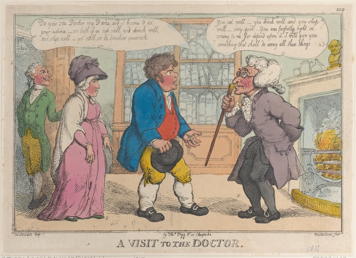 A Visit to the Doctor by Thomas Rowlandson, print, 1804-1817