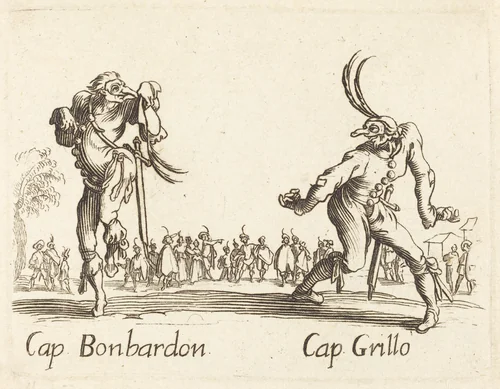 Cap. Bonbardon and Cap. Grillo by Jacques Callot, print, 1622-1699