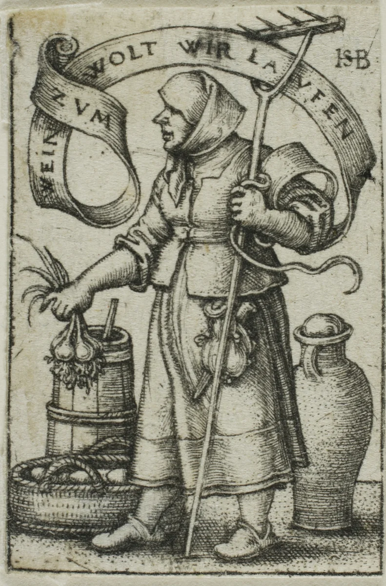 The Market-Woman by Sebald Beham, print, 1537-1547