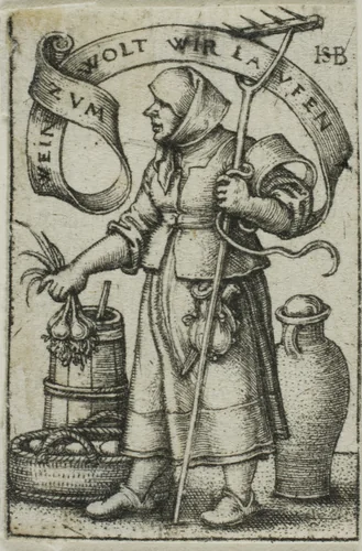 The Market-Woman by Sebald Beham, print, 1537-1547