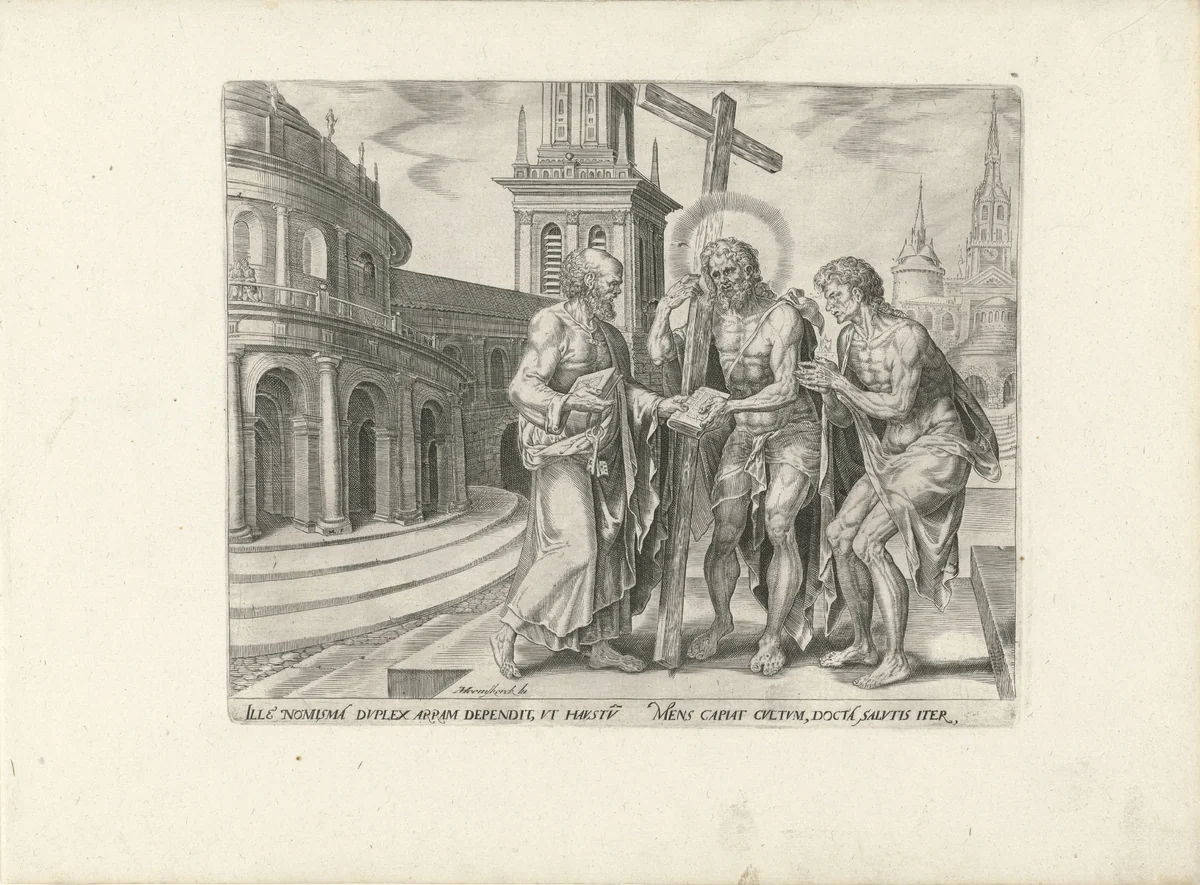 De Mens vindt redding in de kerk van Christus by Unknown, print, 1565