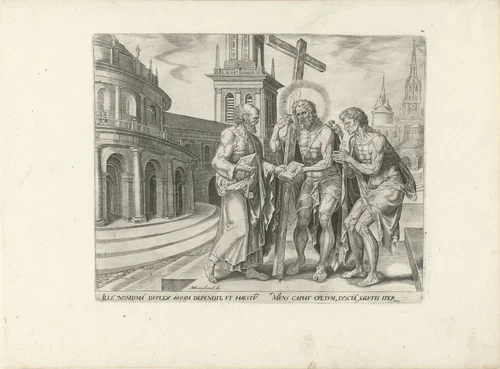 De Mens vindt redding in de kerk van Christus by Unknown, print, 1565