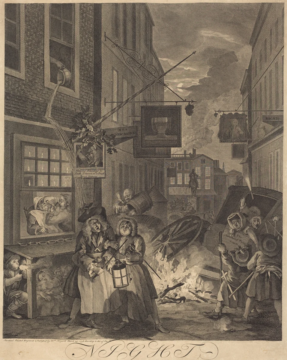 Night by William Hogarth, print, 1738
