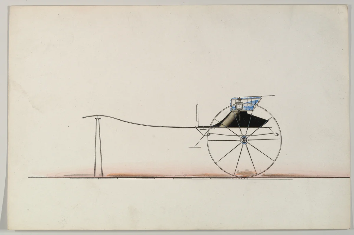 Gig (unnumbered) by Brewster & Co., drawing, 1850-1874