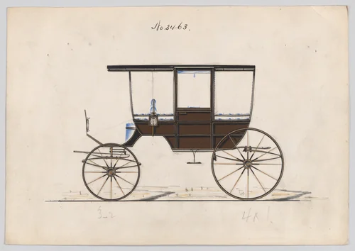 Design for 6 seat Rockaway, no. 3463 by Brewster & Co., drawing, 1878