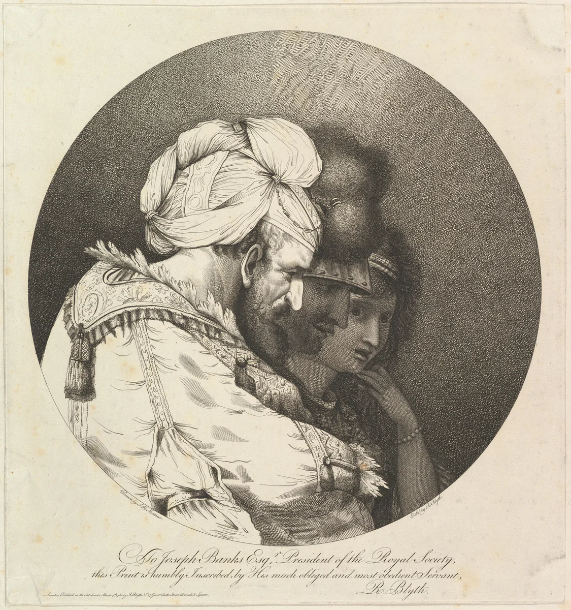 Three Oriental Heads by Robert Blyth, print, 1780